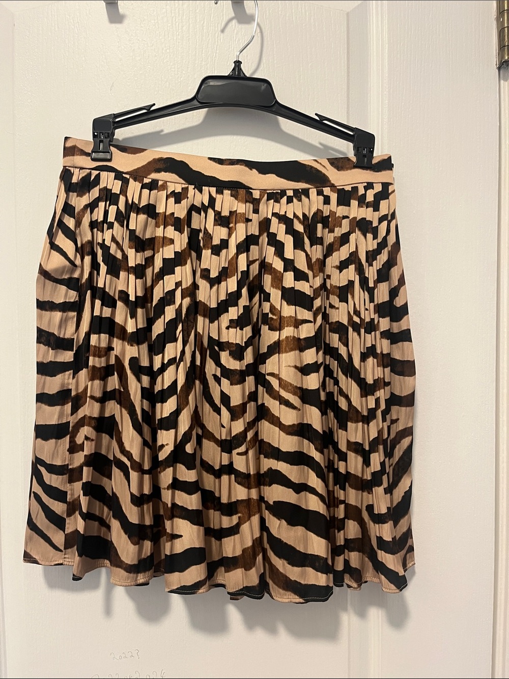 J. Crew Black and Tan Zebra Print Pleated Skirt